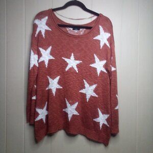 Blank Paige Sweater S Long Sleeve Lightweight Soft Stars Brown White